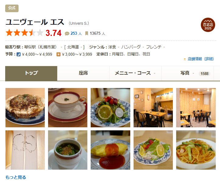 ユニヴェール エス|本格フレンチの技が光る、絶品ハンバーグステーキ